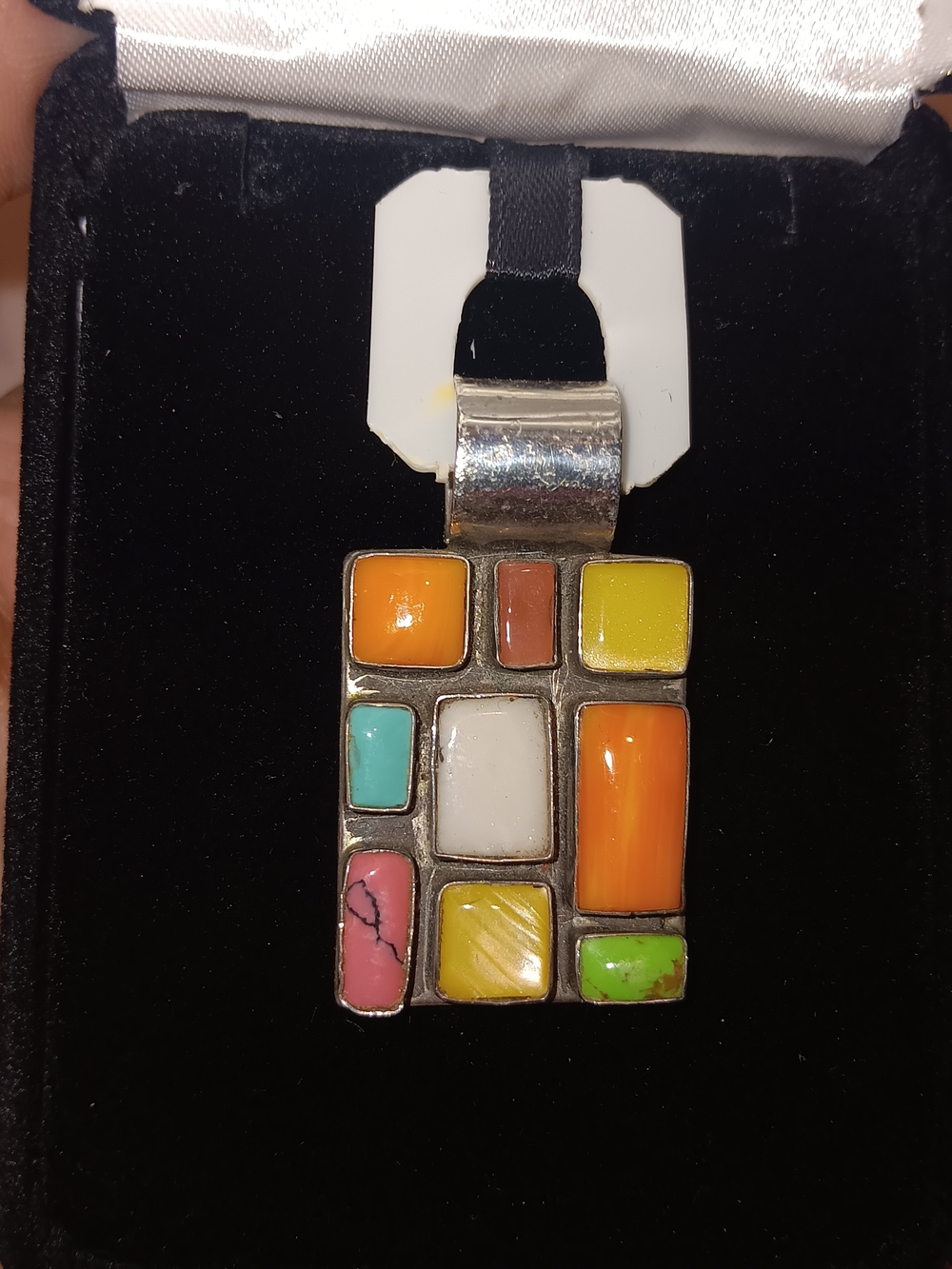 Color-Block Multistone Pendant Necklace - Picture 7 of 7